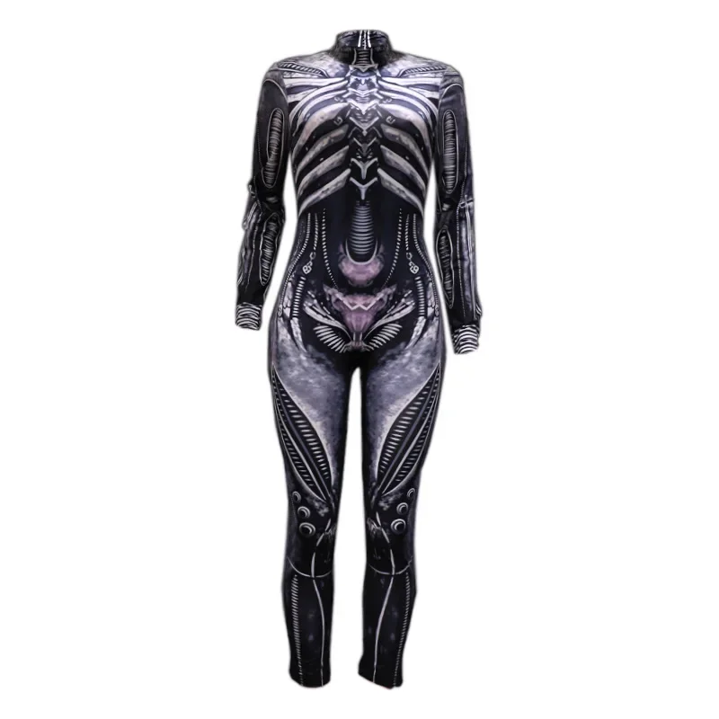 ฮาโลวีนปีศาจ Ghost Spectre Jumpsuit ผู้หญิงคอสเพลย์โครงกระดูก Jumpsuits Carnival Party เครื่องแต่งกายน่ากลัว