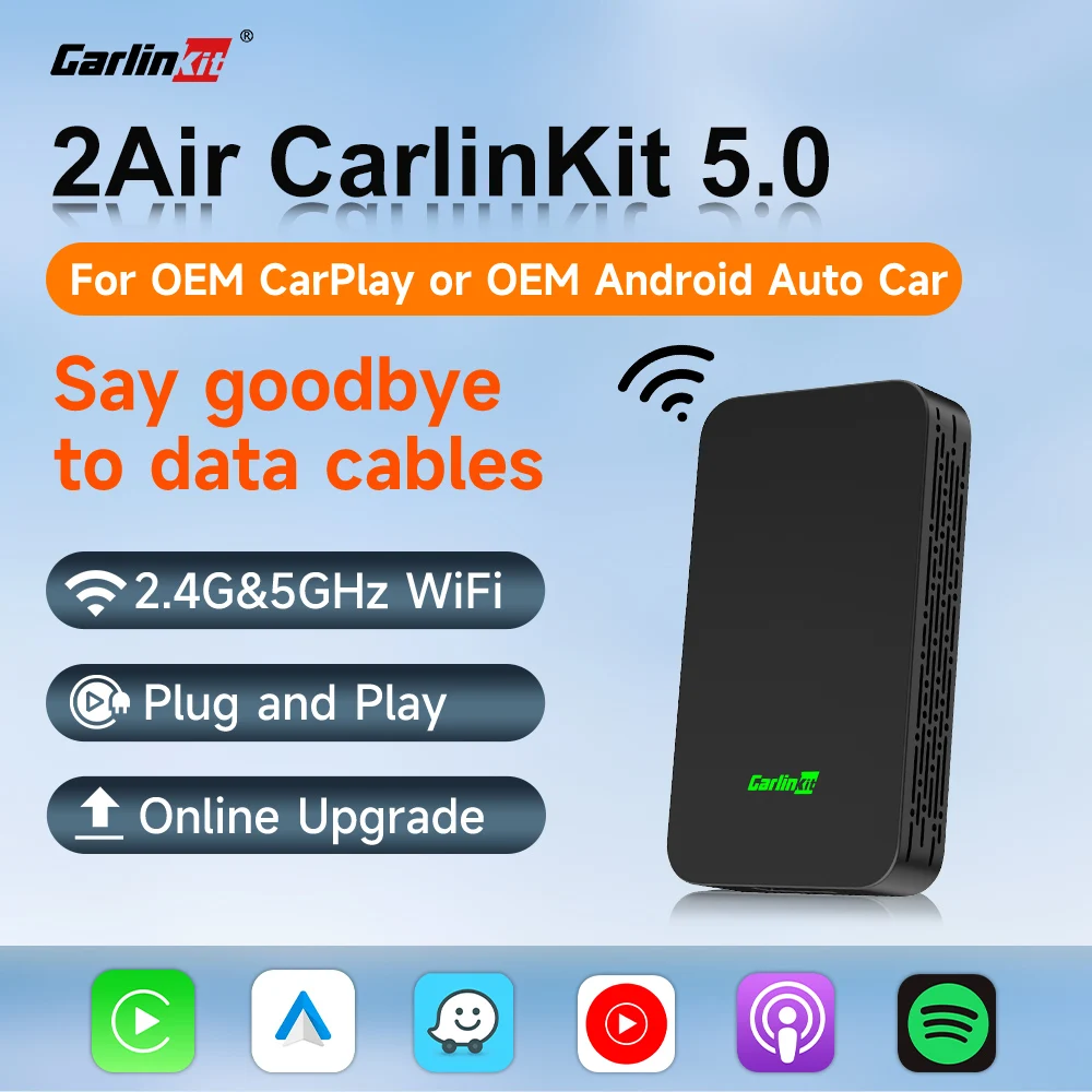 2Air CarlinKit 5 0 Wireless CarPlay Android Auto Ai กล่องอะแดปเตอร์ไร้สายสําหรับ Skoda Kia Haval Toyota Mazda Ford Peugeot VW Audi