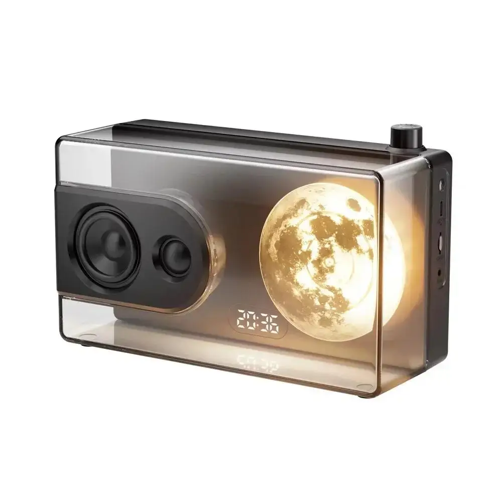 

HIFI Stereo M6 Moonlight Music Box Blue Tooth Speaker Support TF Card Play AUX Computer Connection Clock Transparent Sound Box