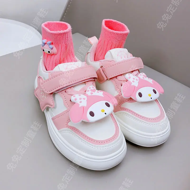 

2024 Sanrio My Melody Kuromi Cinnamoroll Sports Shoes Girl Heart Cartoon Cute Anime Autumn Children Soft Soled Board Shoes Gifts