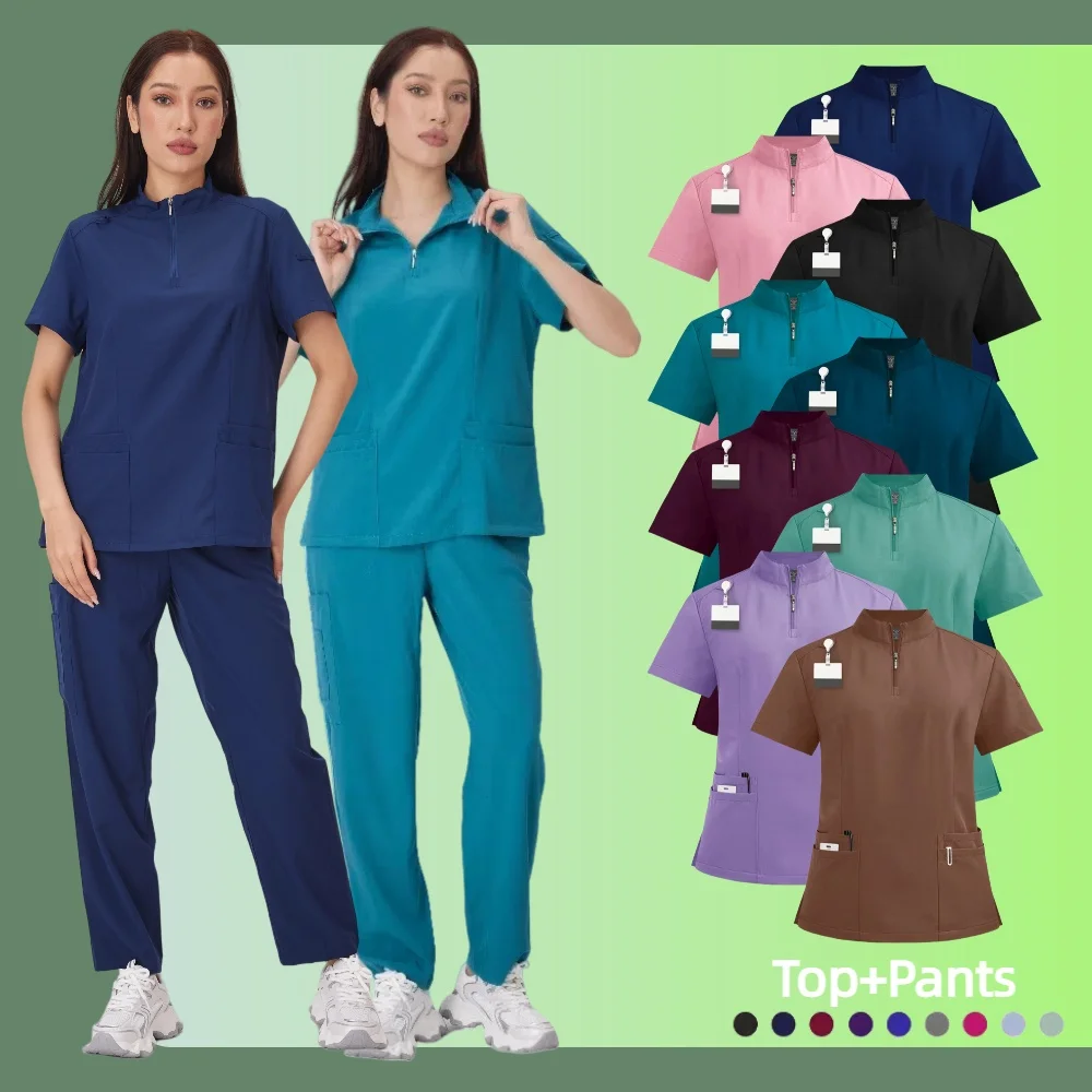

Classic New Nurse Scrubs Set Men Nurse Accessories Medical Uniform Surgical Dental Clinical Top Pants Lab Workwear Clothes