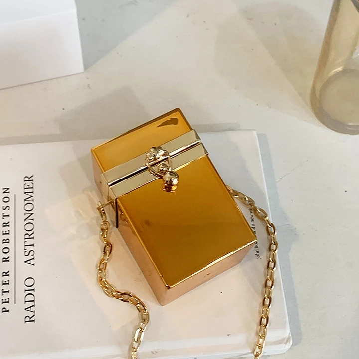 Gold Box Purses and Handbags for Women Designer Party Clutch Femal Small Chain Shoulder Bag Chic Wedding Evening Bag Plastic