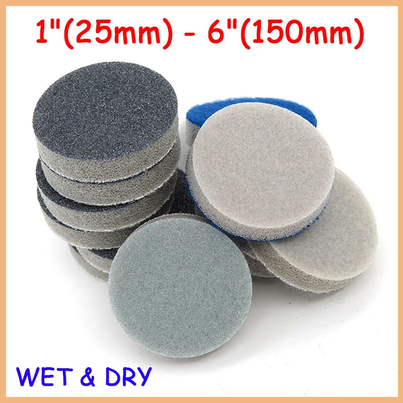 

1"(25mm) - 6"(150mm) Flocking Disc Sandpaper WET & DRY Self Adhesive Sponge Sandpaper 300-3000Grit