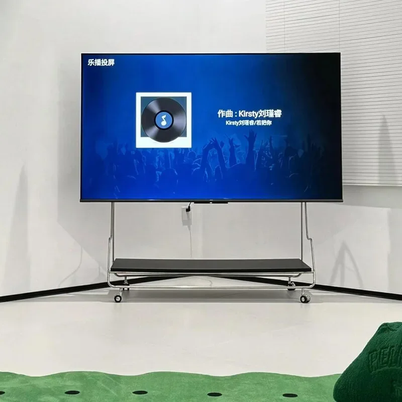 

Household small apartment TV mobile bracket, stainless steel floor-to-ceiling living room monitor TV stand