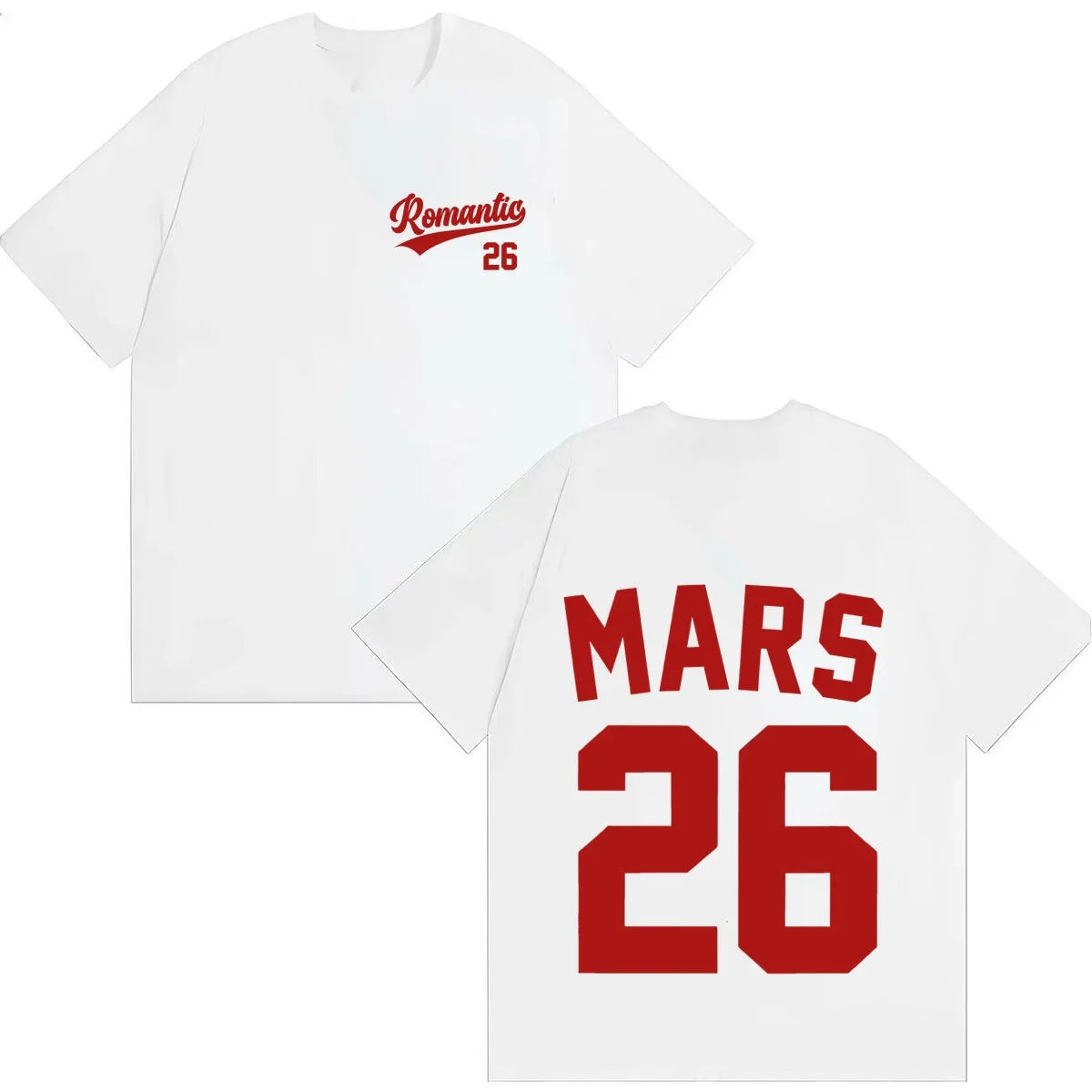 Singer Bruno Mars The Romantic Tour Jersey Style T-shirt Men and Women Summer Cotton Clothing Fashion Short Sleeved Top Unisex