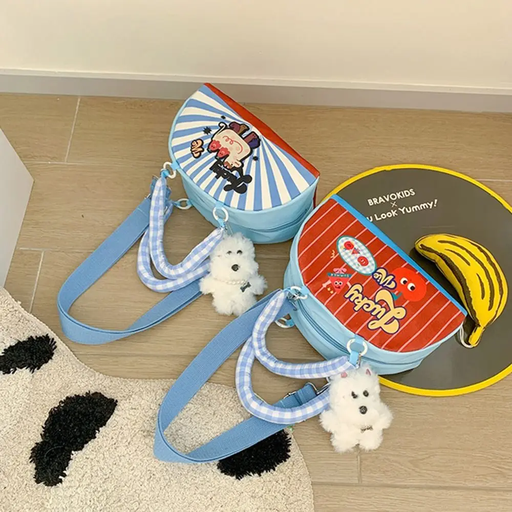 

Kawaii Children's Stripped Handbag Korean Style Cartoon Animals Semi-circle Shape Bag Multicolor Lightweight