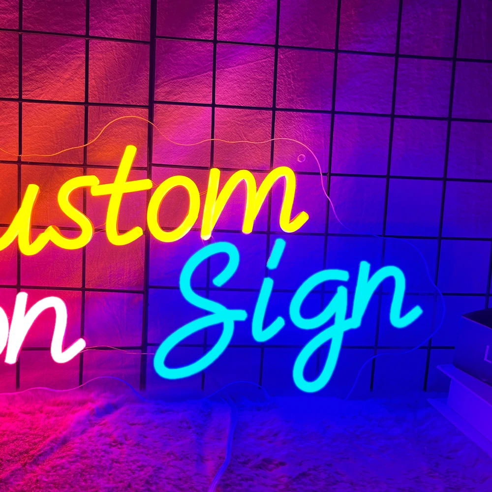 Logotipo personalizado sinais de néon colorido ajustável led sinal para quarto loja parede rgb luz decoração personalizado seu texto imagem sinais