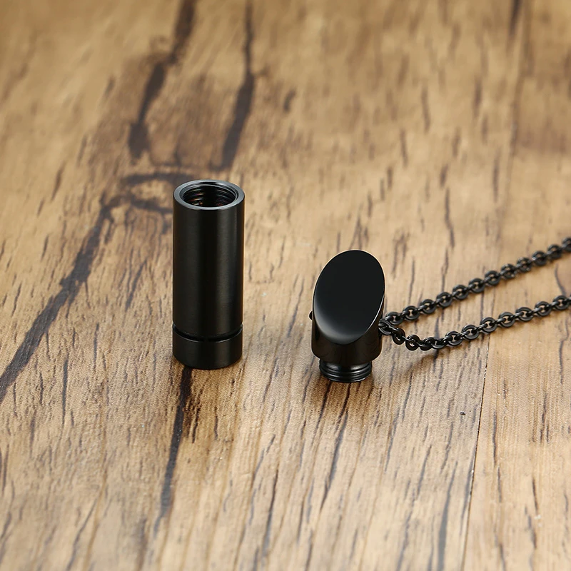 Vnox Minimalist Tube Urn Necklace for Men Women Stainless Steel Ashes Perfume Diffuser Vial Pendant Cremation Keepsake Jewelry