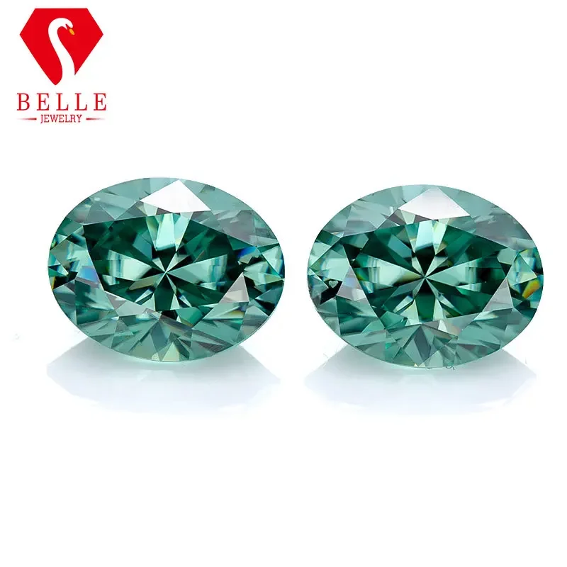 BELLE Hot Sale Excellent Green Brilliant Oval Cut Loose Moissanite VVS1 GRA Certificated Diamond Beads for Jewelry Making Charms