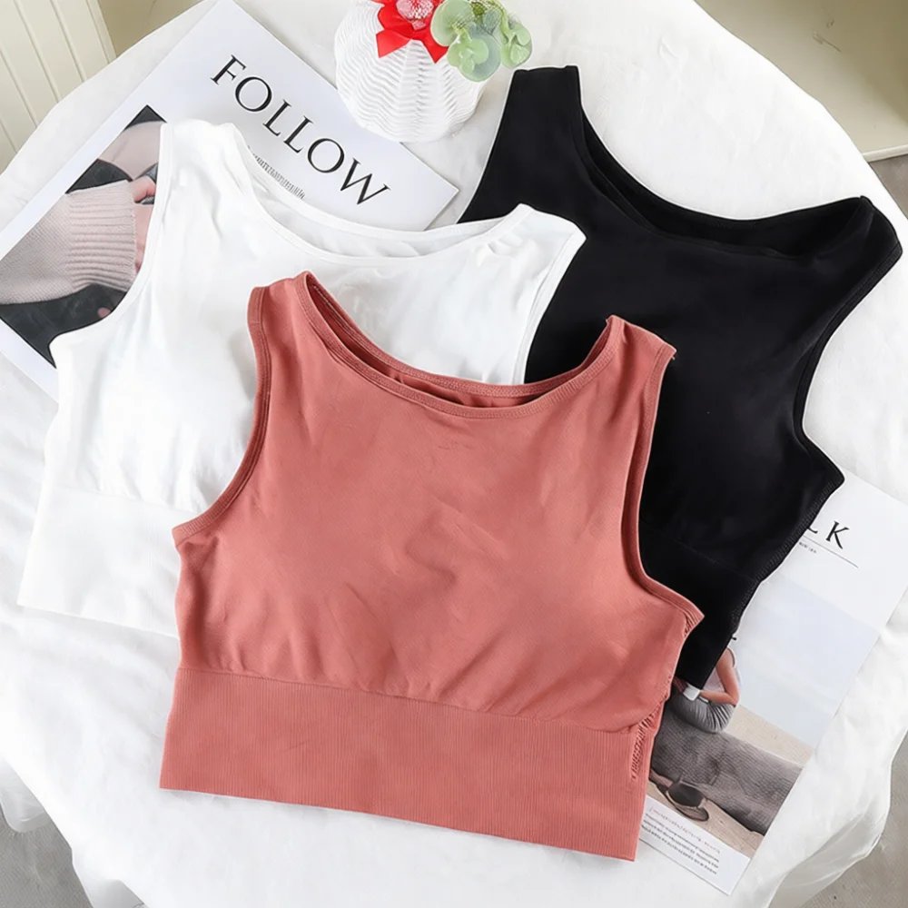 Women Seamless Beauty Back Bra Wireless Padded Crop Top Breathable Yoga Fitness Vest Casual Underwear Tank Top