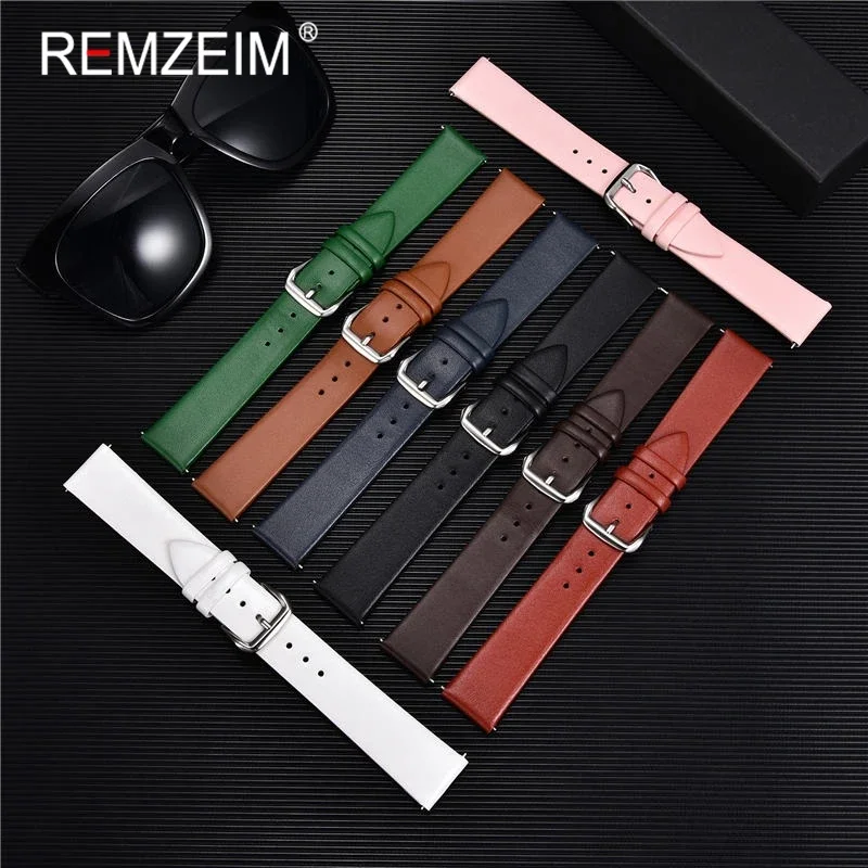 Genuine Leather Watchband 8mm 10mm 12mm 14mm 16mm 18mm 20mm 22mm Women Strap High Quality Watchbands Bracelet Belt Band Red