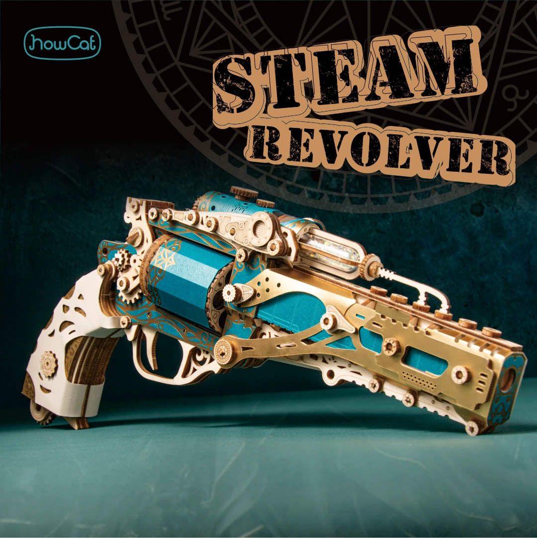 

MMZ MODEL DIY 3D Wooden Puzzle Steam Revolver Assembly Model Kits Toys For Children Kids Girls Birthday Gift