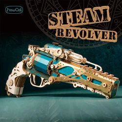 MMZ MODEL DIY 3D Wooden Puzzle Steam Revolver Assembly Model Kits Toys For Children Kids Girls Birthday Gift