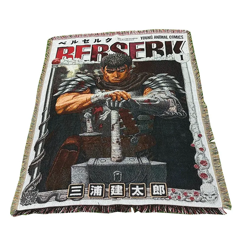 Anime Cotton Handmade Woven Blanket Rug Throw Tapestry Home Decoration Kids Girl Boy Customized Birthday Gift 130x160cm Camping