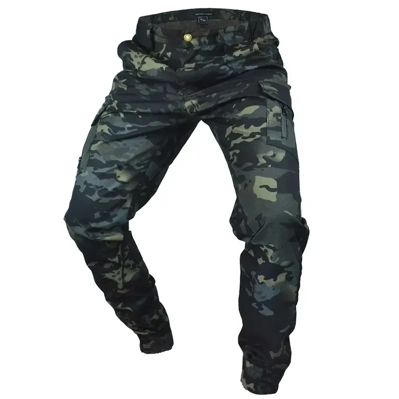 B&C Men's Tactical Casual Pants Cuffed Multi-ket Camouflage Slim Fit Military Training Workwear American Sle Battle Pants