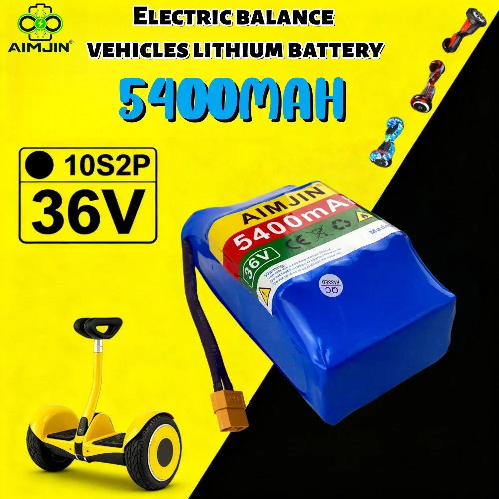 5400mAh 36V 10S2P Lithium-Ionen-Akku für Elektroroller, 18650 Wiederaufladbarer Akkupack für Selbstbalancierende Fahrzeuge