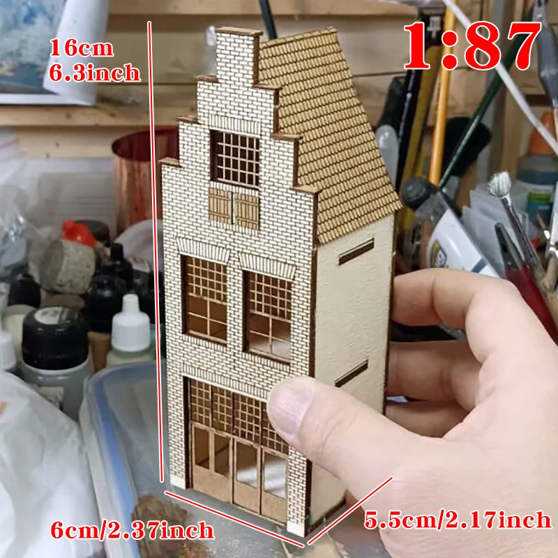 Assembly Architectural Model Miniature Building Components European Rural Buildings Diorama Train Railway Scale Model Kit 1/87
