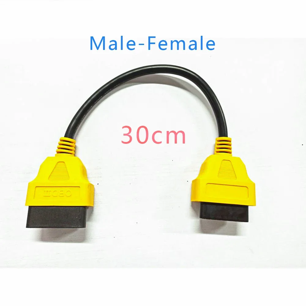 Cable OBD2 de 13CM y 16 pines, Cable de extensión de enchufe macho a hembra, adaptador de interfaz OBD 2, conector de Cable OBDII Compatible con ELM327