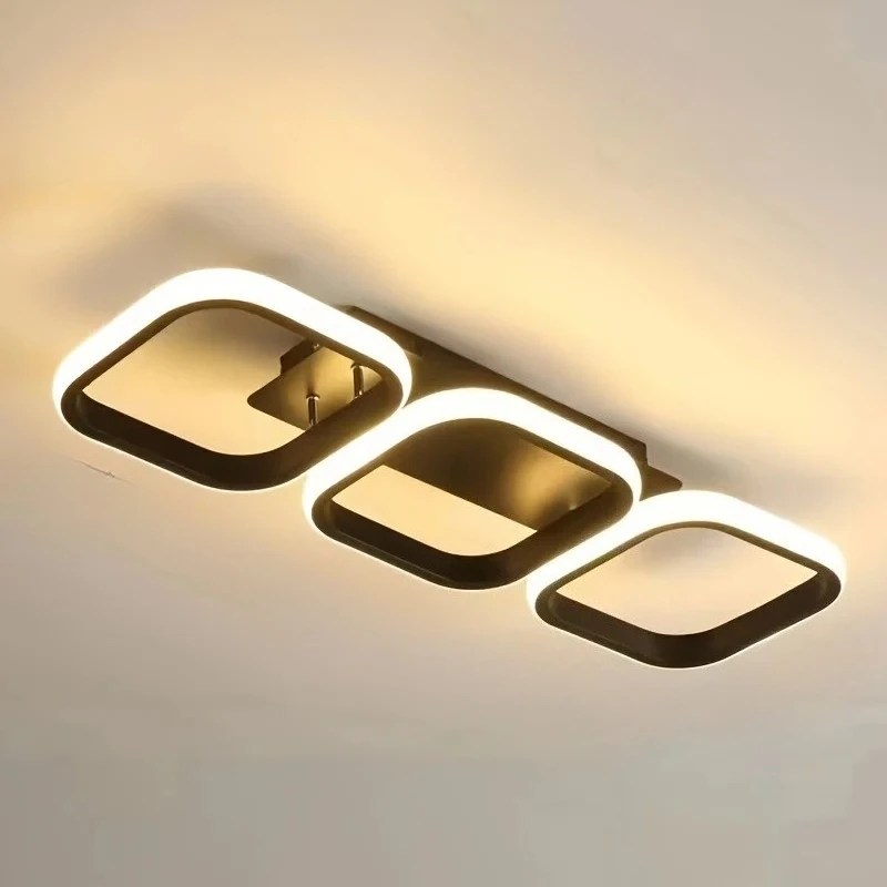 Nordic Luxe LED Chandelier Ceiling Light Three Color Options Dimmable Square and Round Shapes for Living Room, Corridor, Kit