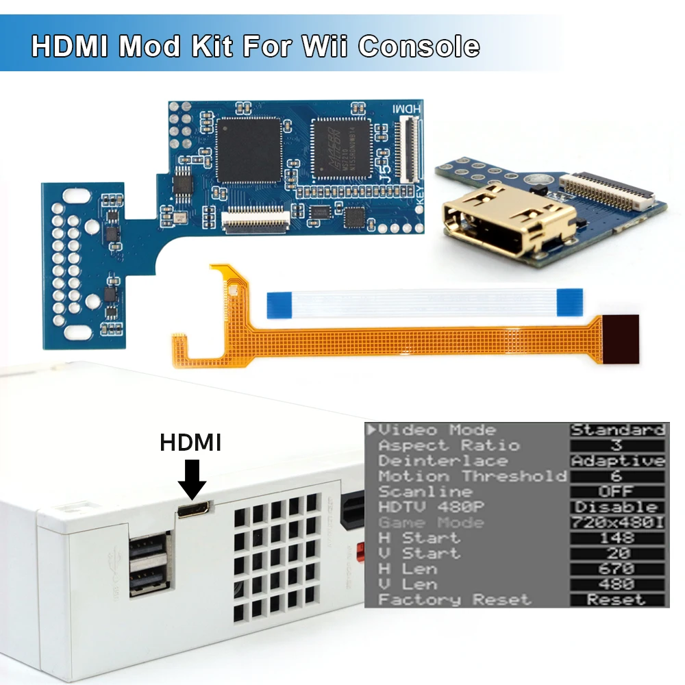 

480P 1080P Внутренний цифровой-цифровой HDMI-совместимый комплект модов для Wii, можно регулировать дизайн