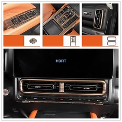 Car Styling Gear Shift Frame Window Control Panel Vent Outlet Cover Peach Wood Grain Interior For Great Wall GWM Haval H9 2024 +