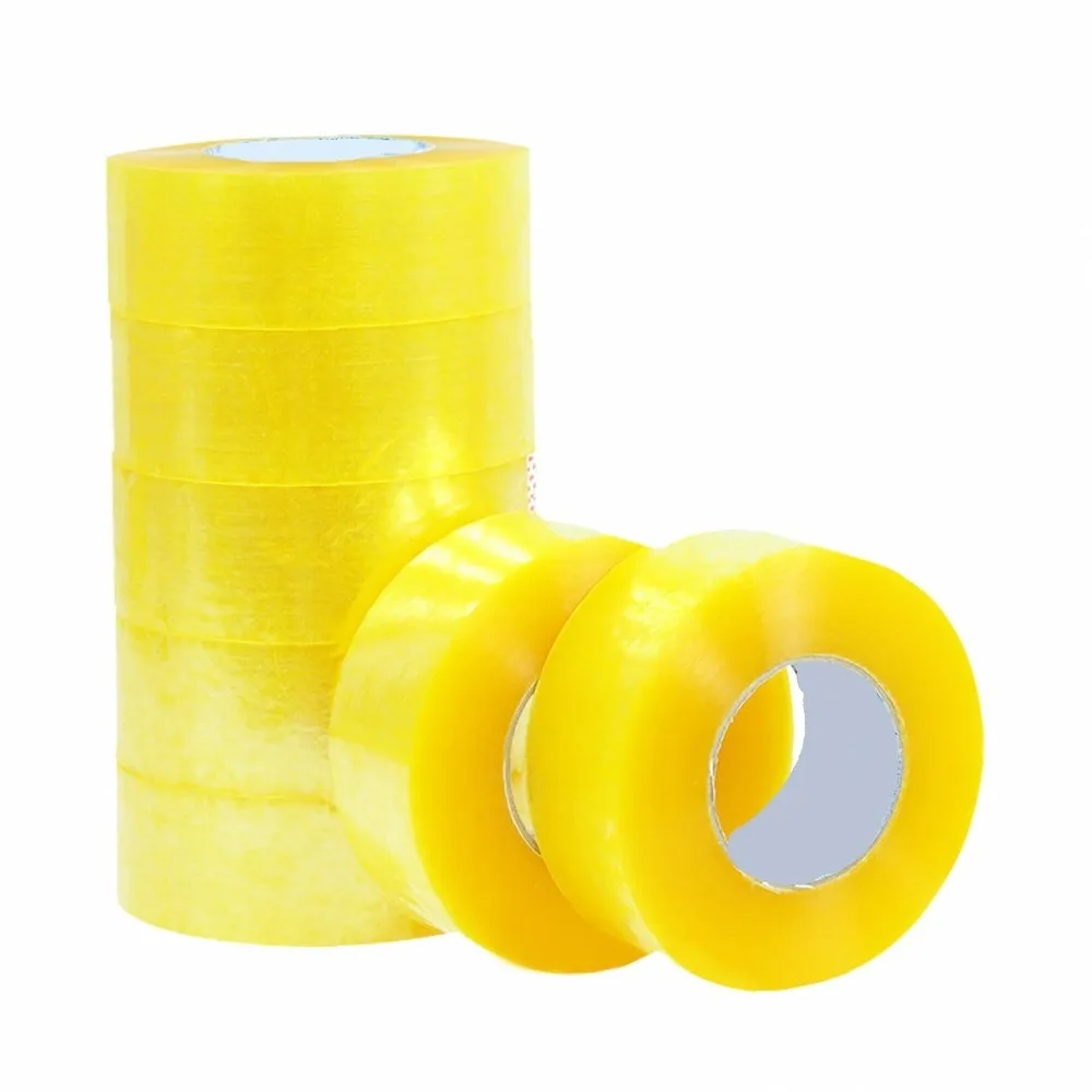 Heavy Duty Transparent Yellow Packing Tape for Shipping Boxes, Strong Sealing Adhesive for Moving & Packaging