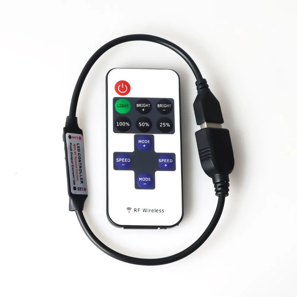 11 Keys Wireless RF Single Color LED Controller PWM Dimming Function DC 5-24V Wide Voltage LED Strip Dimmer