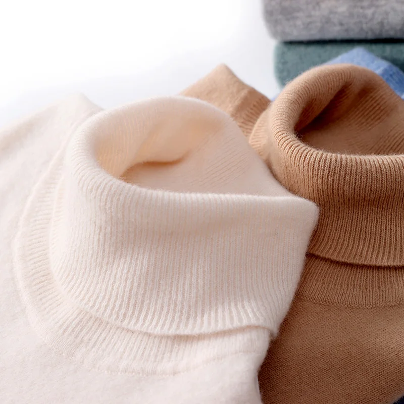 Men's 100% Pure Wool High Collar Knitted Wool Sweater Winter Pullover Large Size High end Loose Leisure Versatile Base Sweater