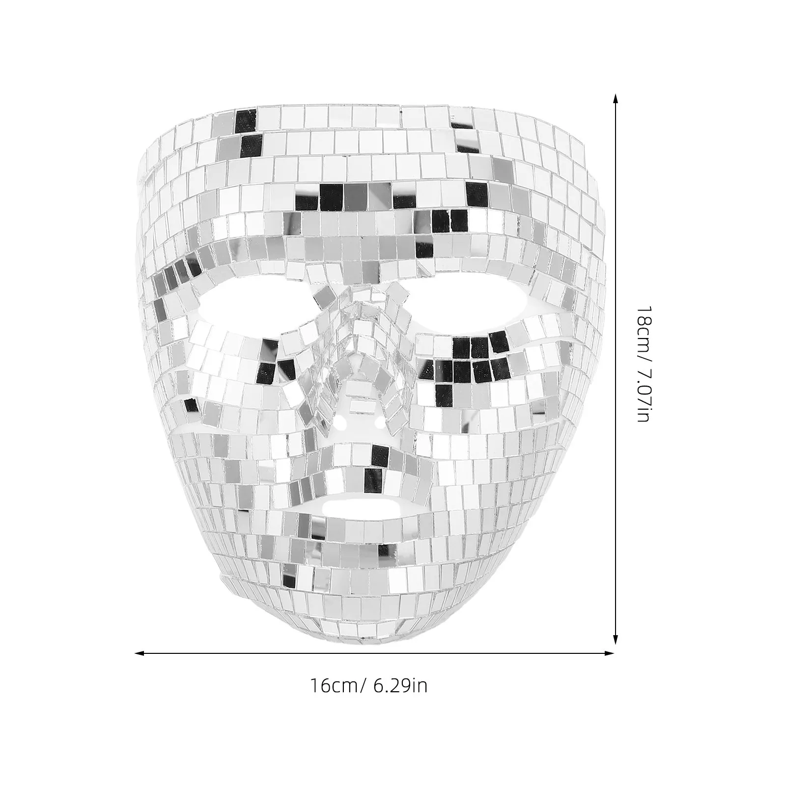 Disco Ball Mirror Mask Full Face Sparkly Costume Masquerade Halloween Carnival Birthday Party Stage Performance Mask