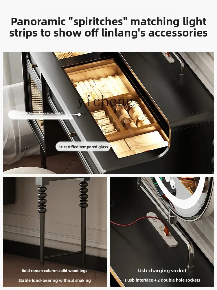 

Makeup Table Integrated Bedroom French Vintage Style Makeup Desk Writing Desk American Retro Solid Wood Dressing Table