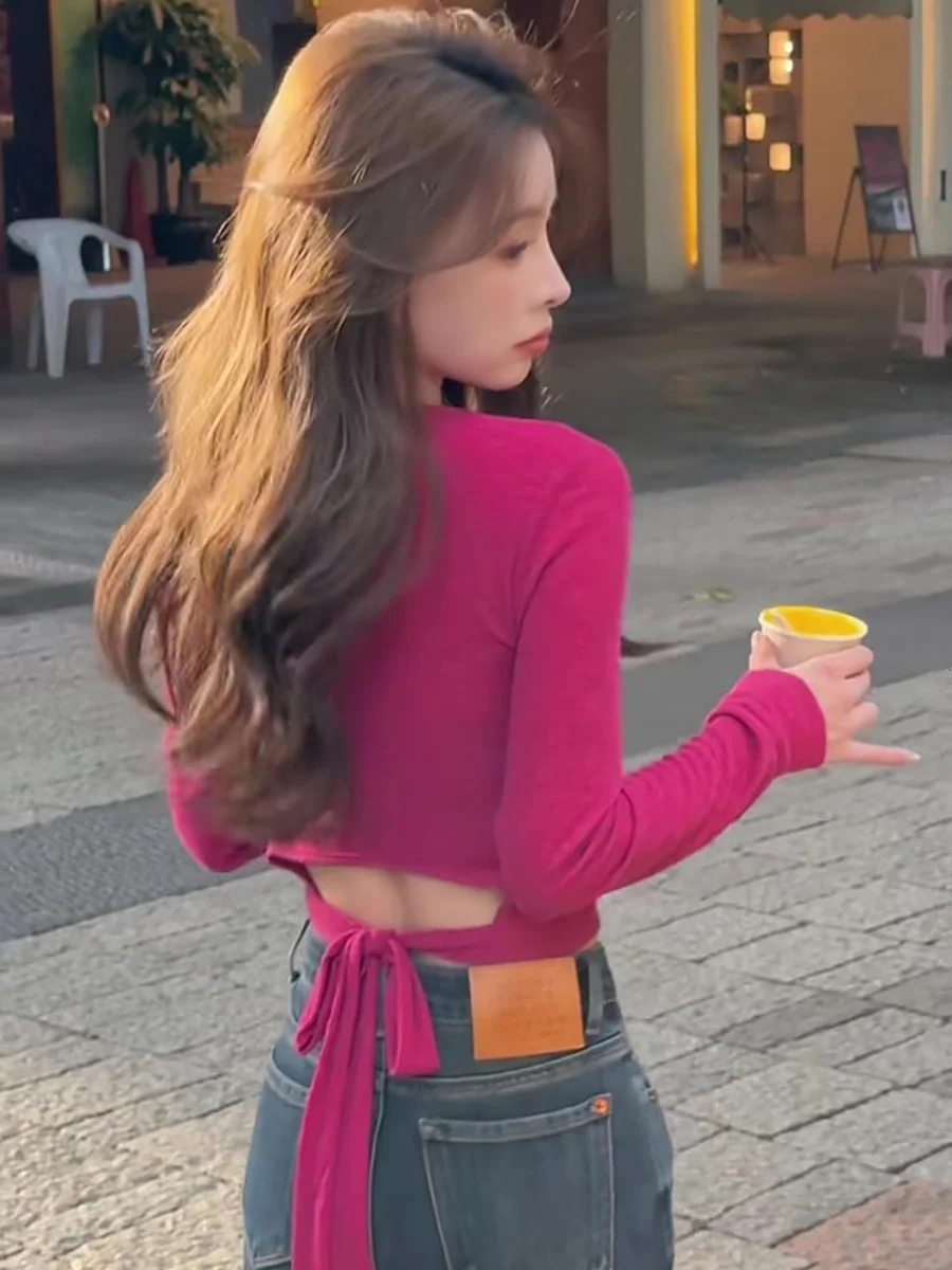 

Long Sleeve T-shirts Womens Cotton Slim Fit Stylish Harajuku Y2k Ruffle Lace Comfortable Gothic Spring Casual Clothing Cute