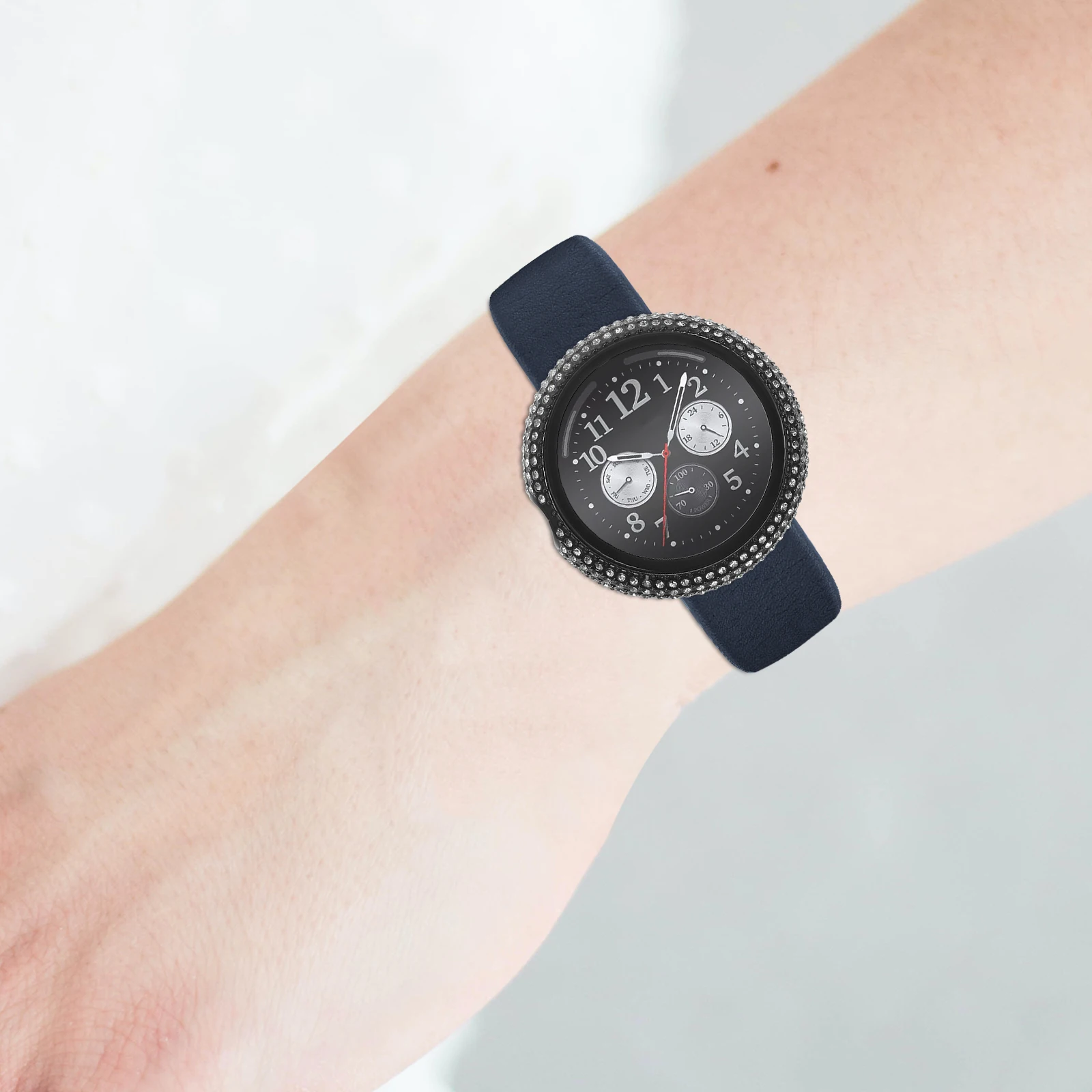 

Smartwatch Protection Cover Decorative Tempered Glass Screen Shell Case Sparkling Rhinestones Durable Smartwatch Accessories