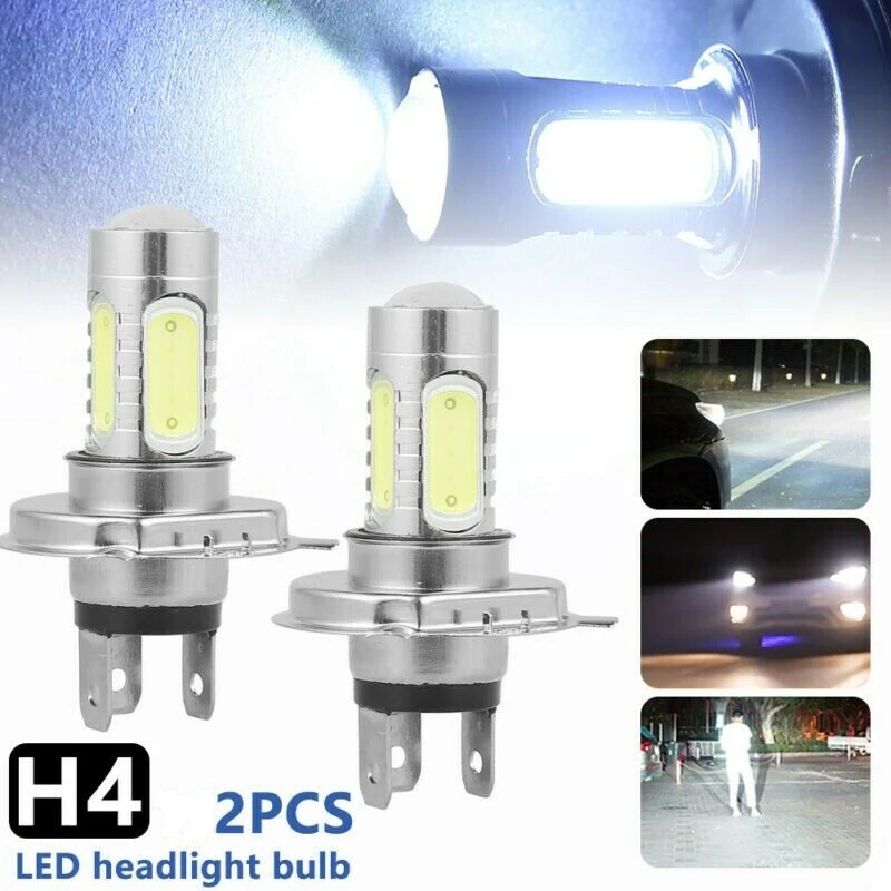 2pcs H4 12v Bulbs Led Xenon White Headlight 472 P43t Car Headlamp Bright Light Bulbs Far And Near Light Led Lights Fog Lights