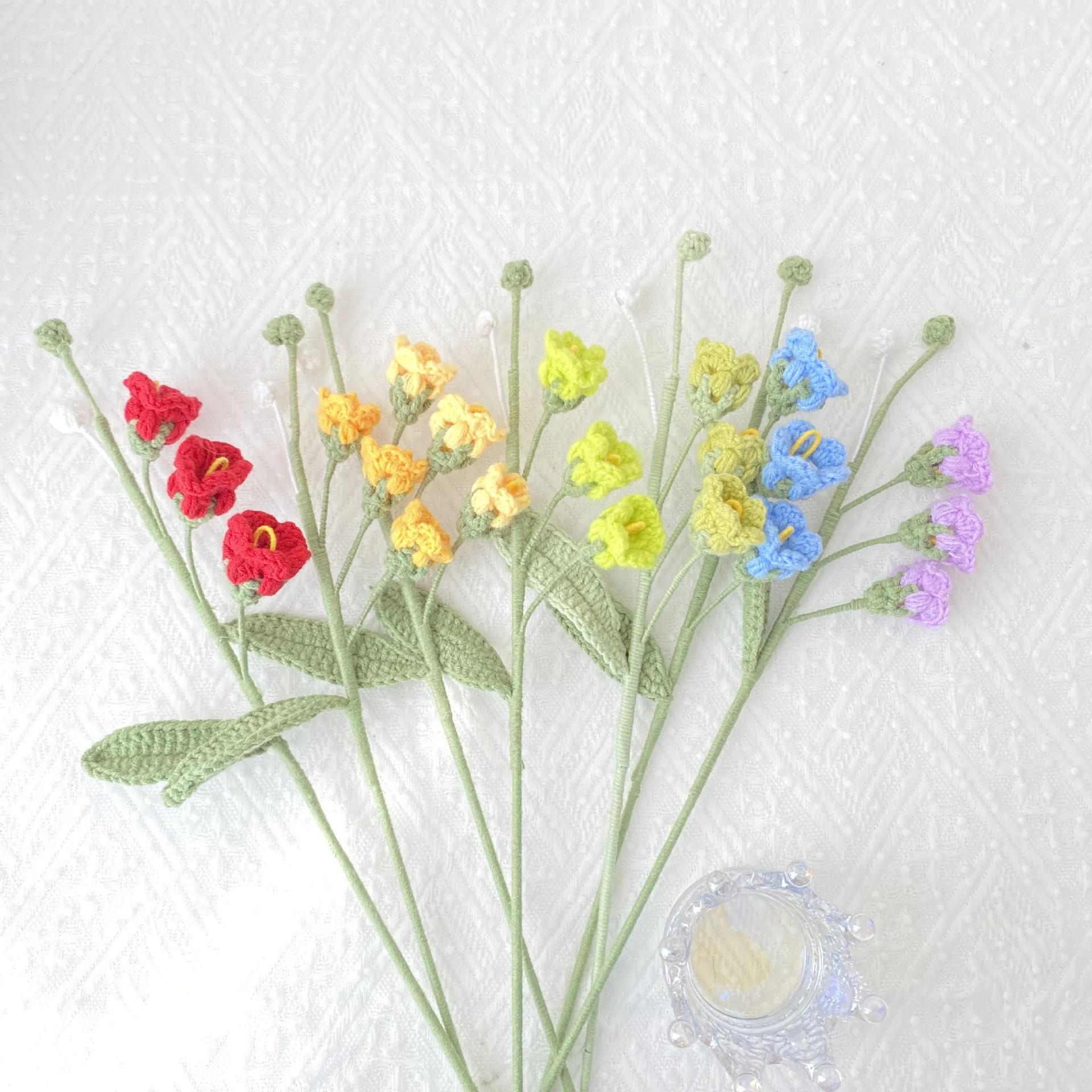 10 PCS Artificial Lily Hand Woven Flower Knitted Flower Lily Wool Artificial Flower Bouquet DIY Gift Mother's Day Gift