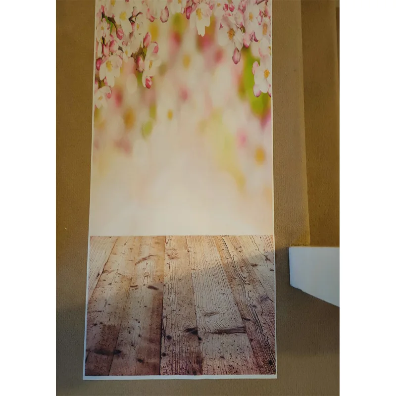 Vinyl Custom Photography Backdrops Wall And Wood Floor Flower Planks Landscape Photo Studio Background MBD-05