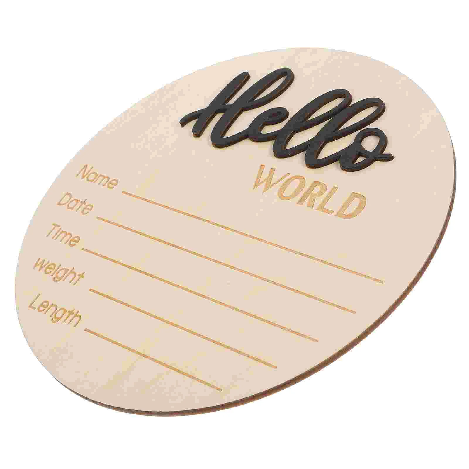 Newborn Photography Props Baby Birth Sign Card Announcement Name for Round Wooden Frame