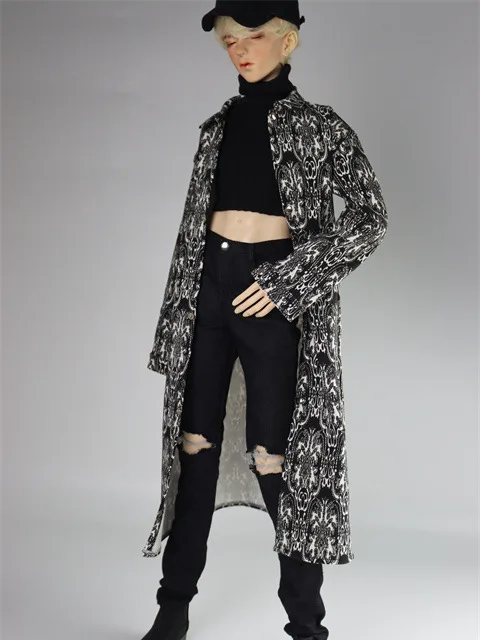 

Clothes For Doll, BJD Ordinary UncleJeans, Long Floral Coat, Black Tank Top Set