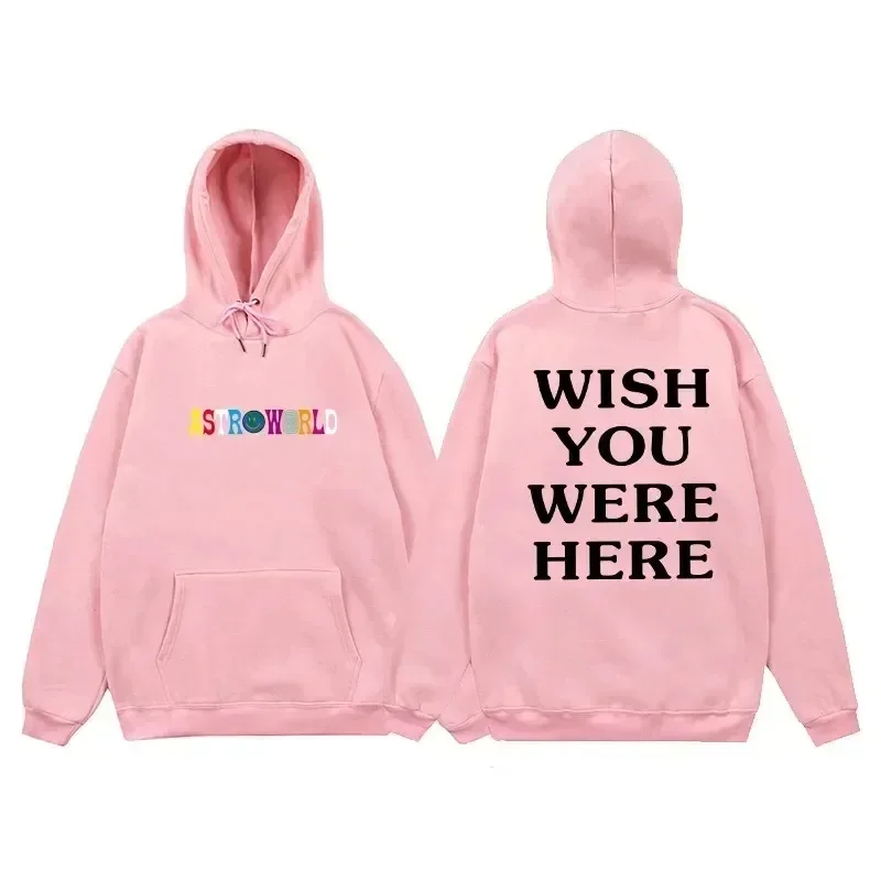 Hip Hop Hoodie Men Women ASTROWORLD Hoodies Sweatshirts Cactus Jack WISH YOU WERE HERE Letter Print Hooded Hoody Man Streetwear