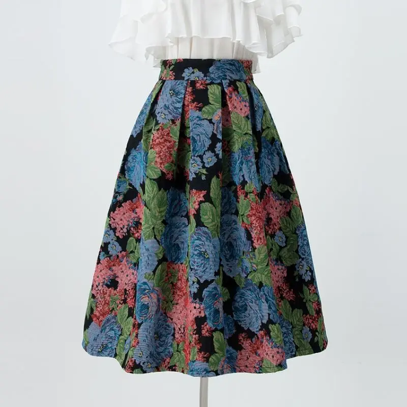 

New Autumn Winter Women Fashion High Waist A-line Skirt Female Jacquard Knit Skirts Ladies Thick Loose Casual Skirts