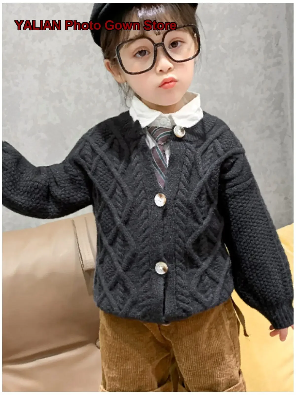 Girls Cardigan Kids Autumn Spring Stylish Loose Knit Jacket Wear Over Dresses or Tops