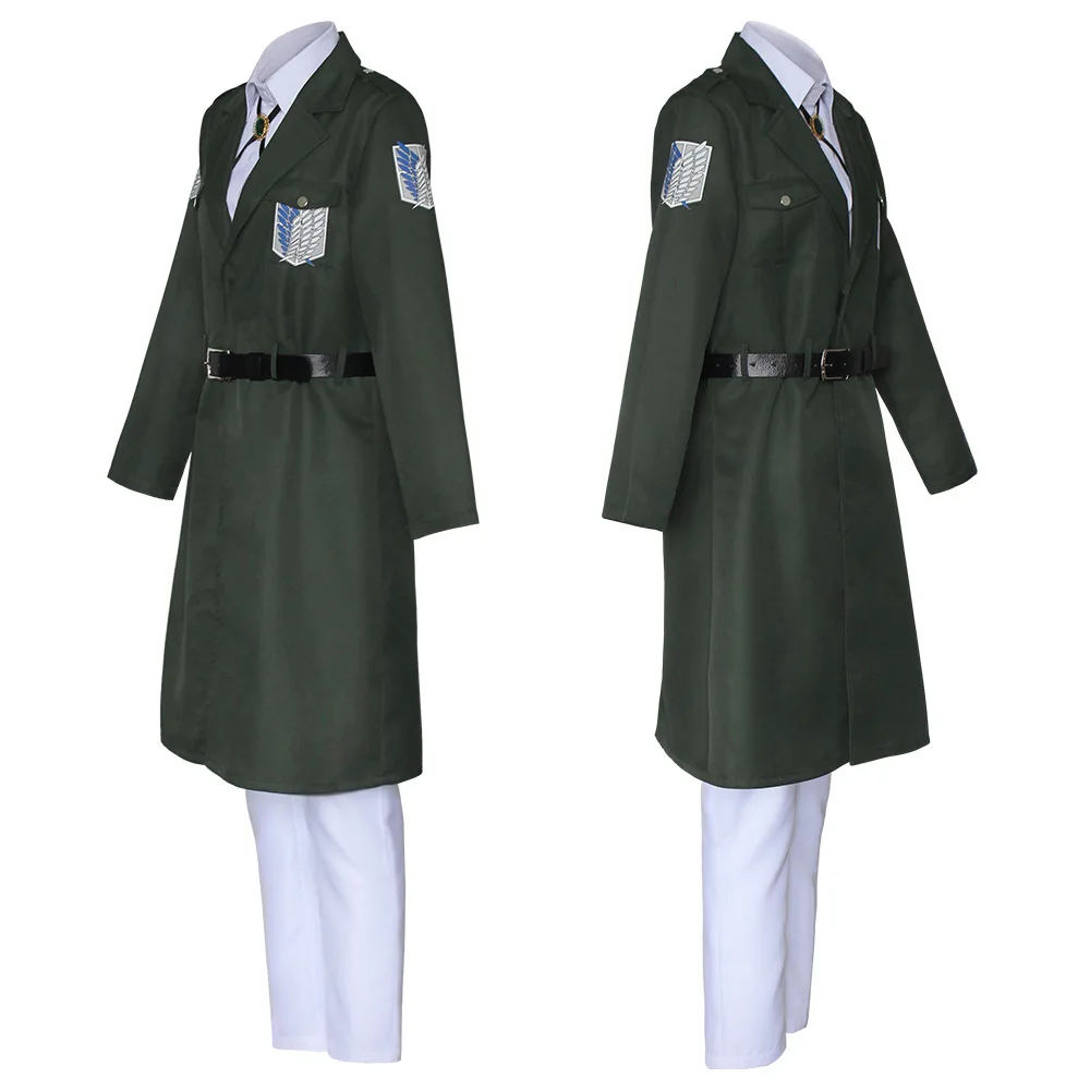 AOT Cosplay Levi's Costume Scout Trooper Jacket Military Trench Coat Uniform Halloween Costume image 3