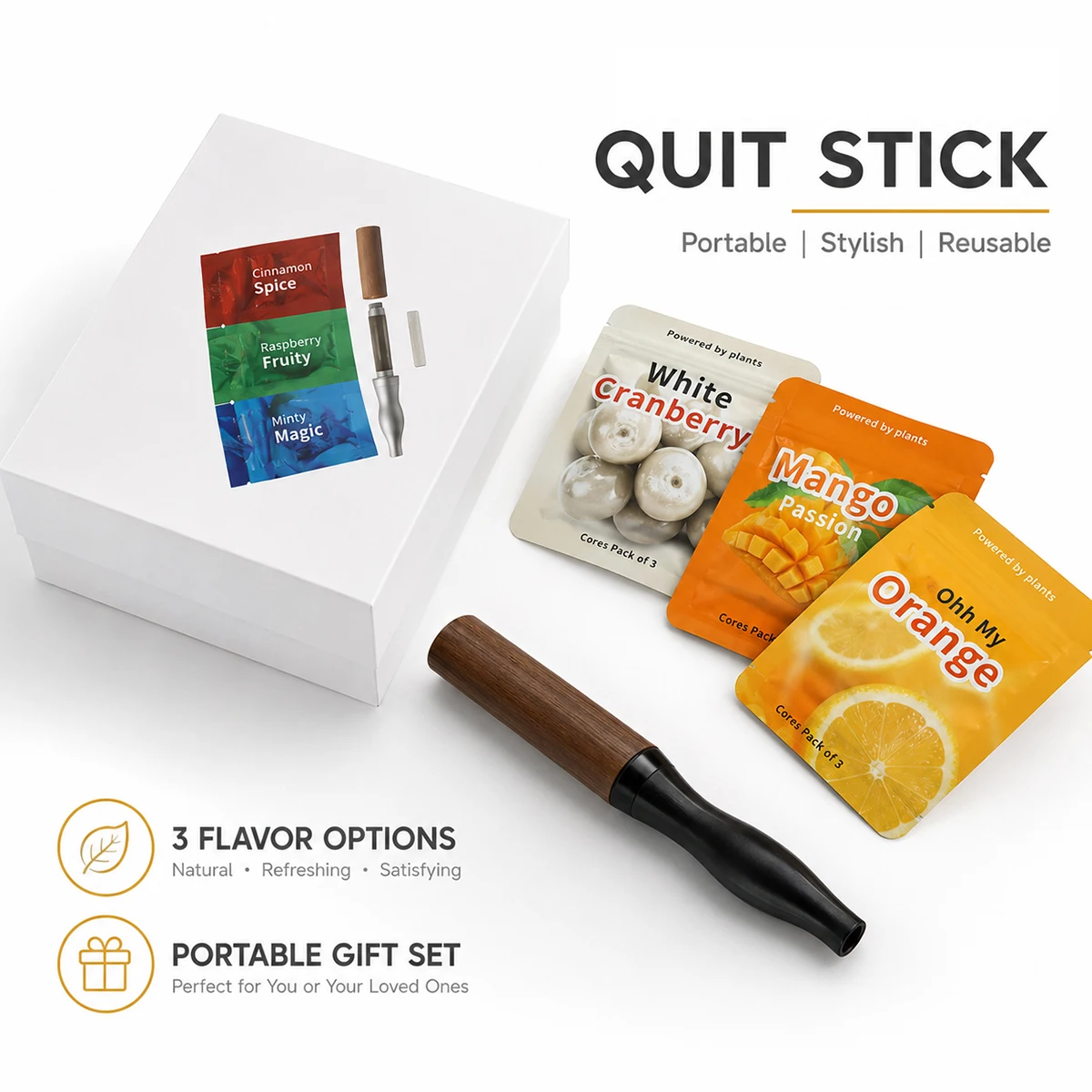 Nicotine Free Fruity Aroma Quit Stick Mindful Ritual Inhaler Plant Based Flavor Core Smoking Habit Replacement Portable Gift Box