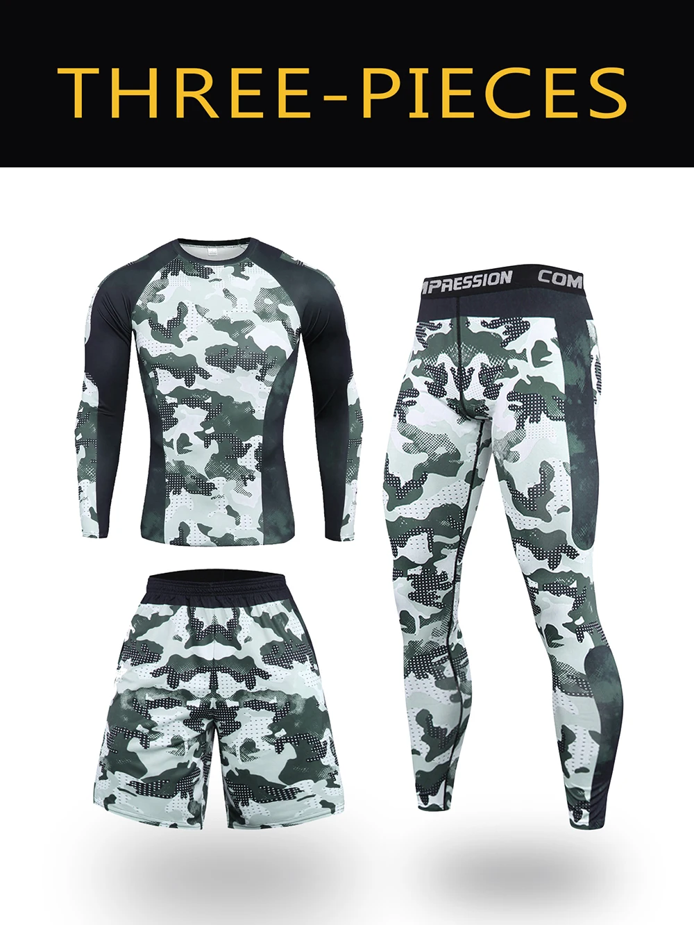 3-piece Sports Set Men\'s Running Set Breathable Slow Running Basketball Underwear Tight Sports Clothing Gym Fitness Sports Suit