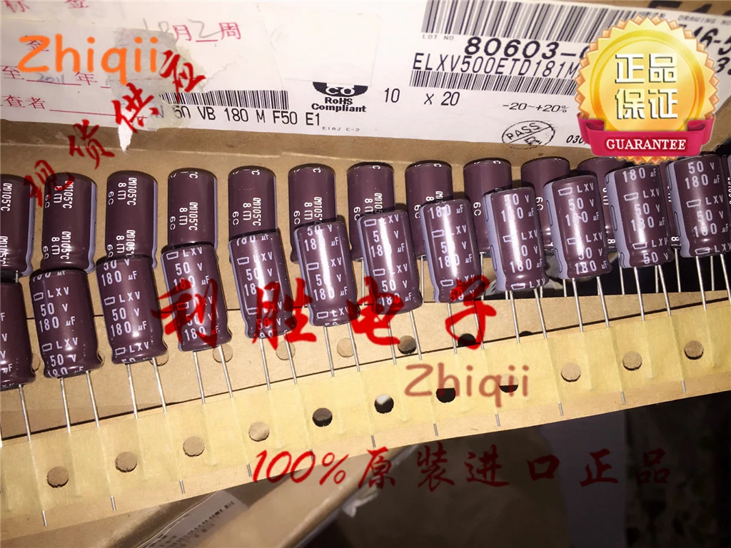 10pcs/30pcs Original new 180UF 50V NIPPON CHEMI-CON Capacitor 50V180UF 10*20 LXV High Frequency Low Resistance