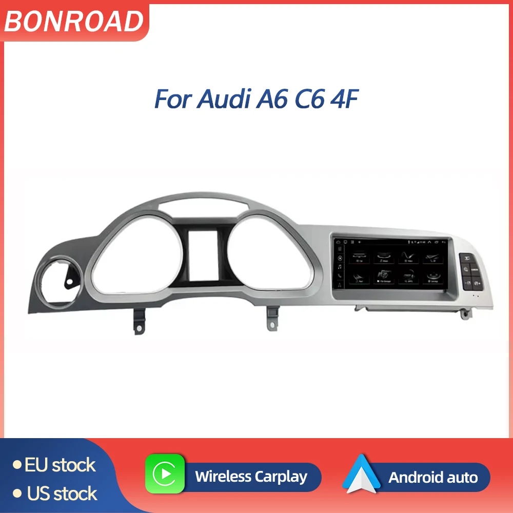 Bonroad Wireless CarPlay Android Car Multimedia Player For Audi A6 C6 4F 2005-2012 MMI 2G 3G Bluetooth GPS Radio Stereo Screen