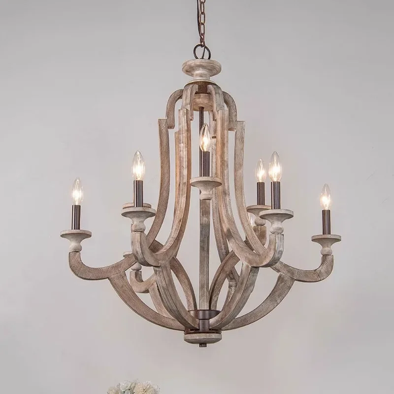American retro living room chandelier villa designer duplex staircase long chandelier simple medieval
