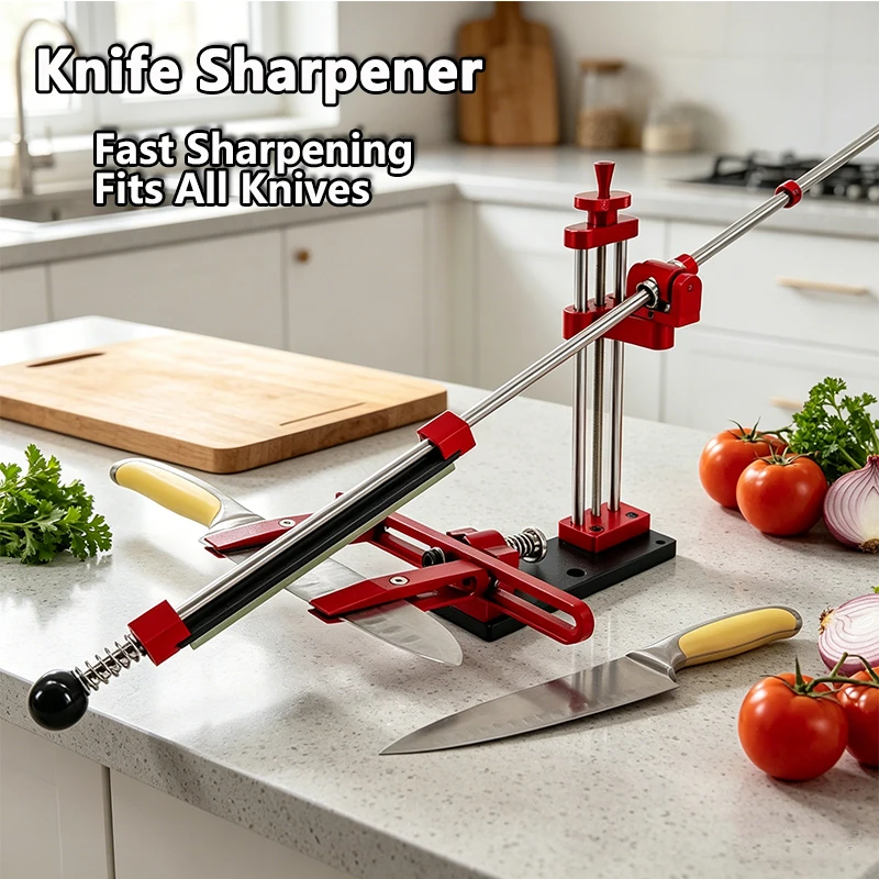 Red Aluminium Alloy Fixed Knife Sharpener Professional Grinding System Adjustable Angle Sharpening Stone Woodworking Tool