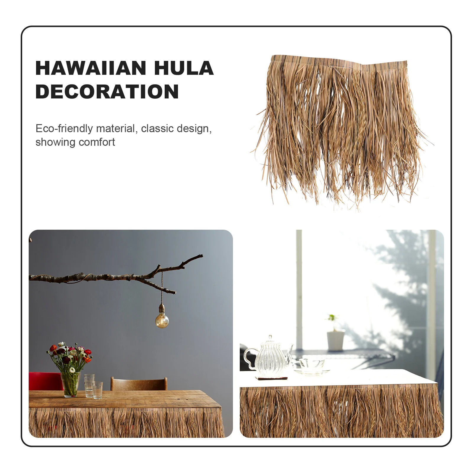 

1pc Hawaiian Table Brown Hula Grass Dance Skirt For Festival Party Decor Luau Hula Costume Tassel Skirt Performance Dress