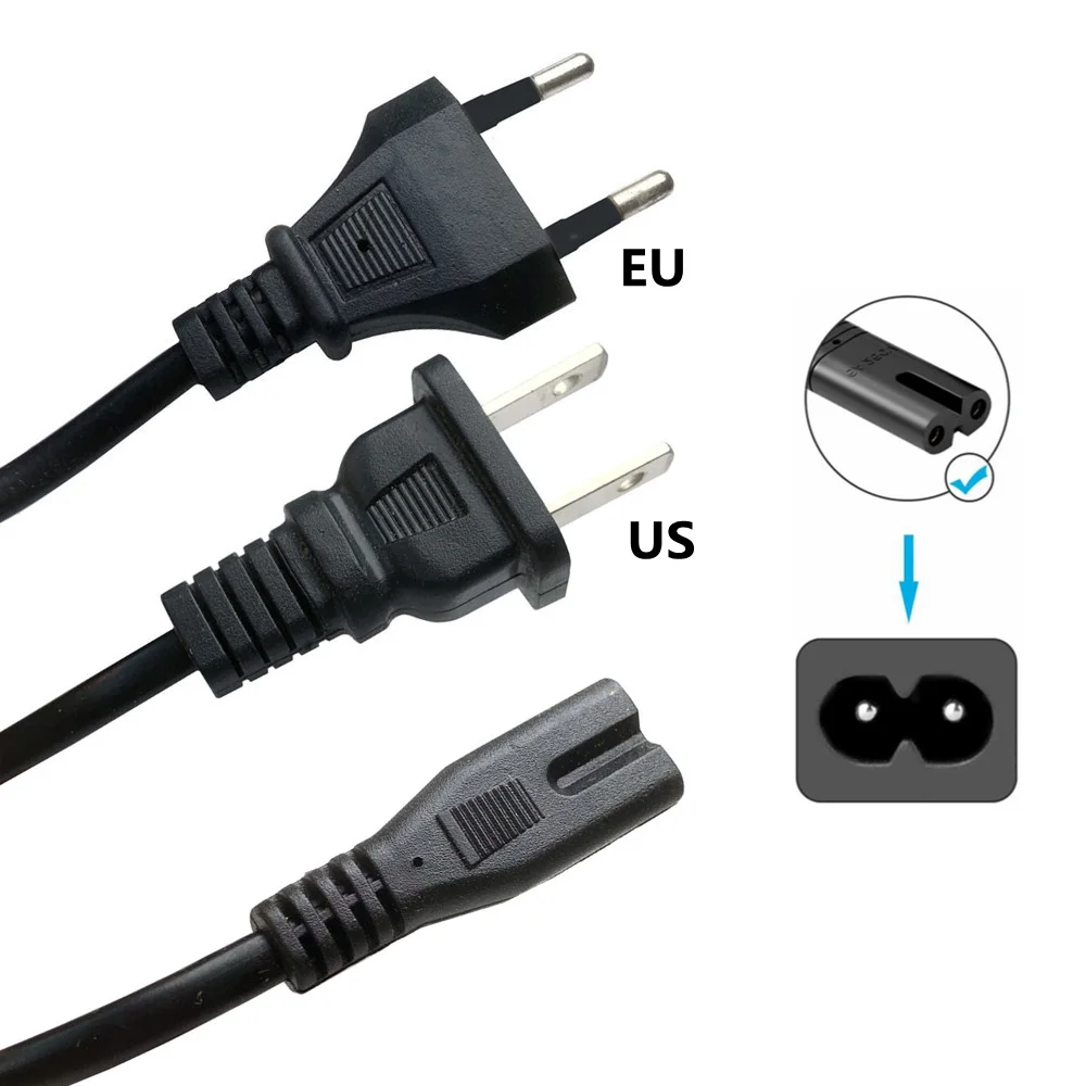 EU Power Cable 2pin IEC320 C7 Power Extension Cord For Dell Laptop Charger Canon Epson Printer Radio Speaker PS4 XBOX One S