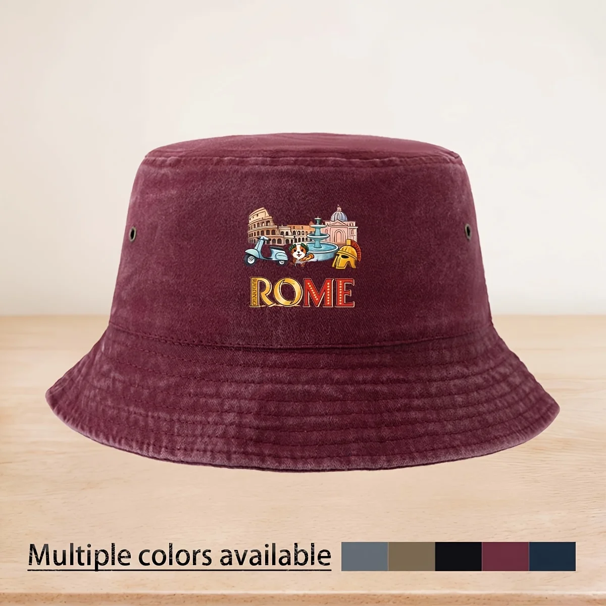 High-Quality Fisherman Hat with Roman Theme Pattern, Casual Cap, Breathable Trucker Style, Suitable for Walking And Gardening, A